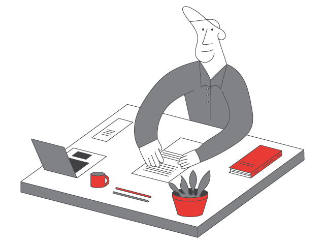 Person Reviewing Documents Illustration